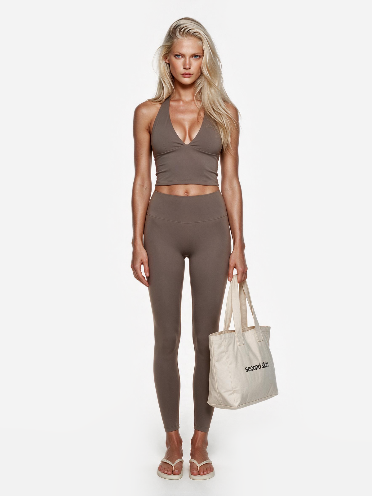 Second Skin Studio Halterneck Top Mushroom