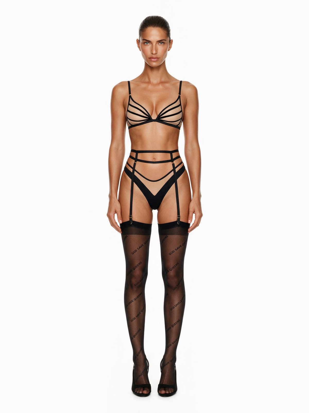 Forget Me Not Suspender Black