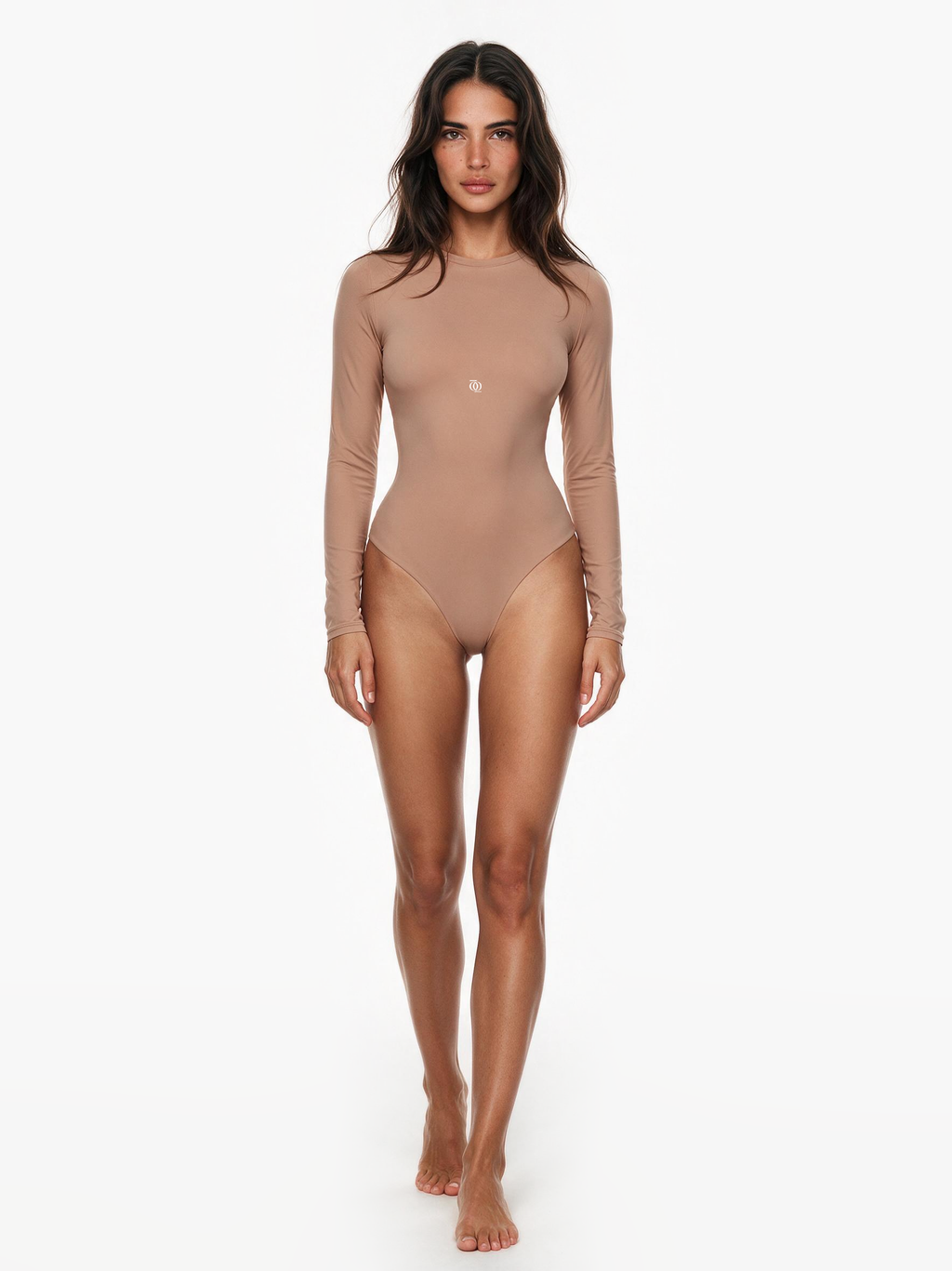 Second Skin Long Sleeve Crew-Neck Bodysuit Nude